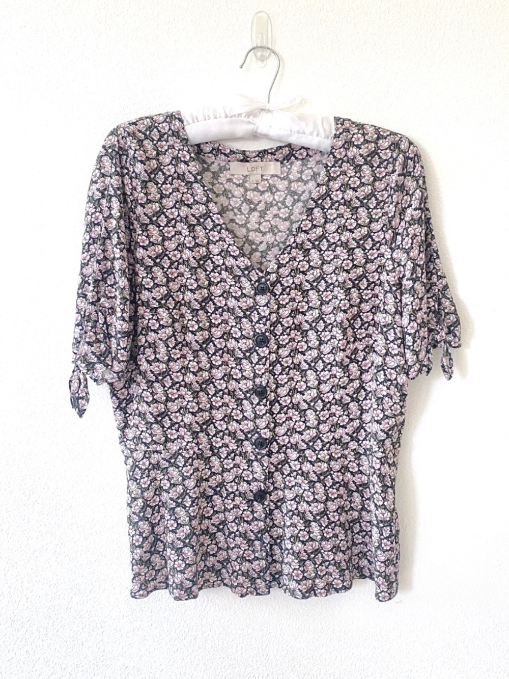 Loft Flowered Peplum Top, Size 8